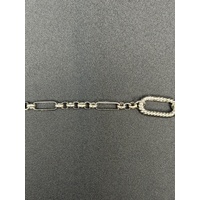 Ladies 925 Sterling Silver Paperclip & Belcher Link Bracelet