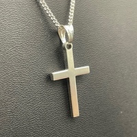 Unisex 925 Sterling Silver Curb Link Chain & Cross Pendant Necklace