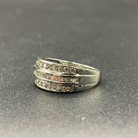 Ladies 18ct White Gold Multi Diamond Row Ring