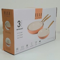 Elle Home EH3PFSAW 3 Piece Frypan Set Apricot Wash Non Stick Induction