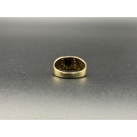 Mens 9ct Yellow Gold Black Onyx & Diamond Ring