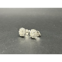 Ladies 9ct White Gold Natural Diamond Cluster Stud Earrings