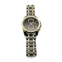 Seiko V172-0AN0 Le Grand Sport Solar Chronograph Black Gold Tone Watch