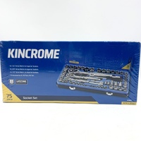 Kincrome K28091 75Pc Socket Set 1/4", 3/8", 1/2" Drive Metric & SAE Ratchet Tool Kit