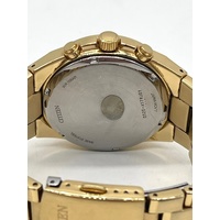 Citizen Gold Tone Stainless Steel Chronograph Quartz Mens Watch Black Dial