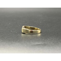 Mens 9ct Yellow Gold Blue Gemstone & CZ Ring