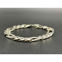 Unisex 925 Sterling Silver Figaro Link Bracelet