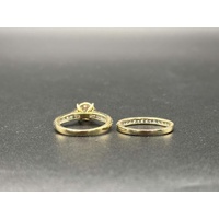 Ladies 9ct Yellow Gold Diamond Cluster Wedding Ring Set
