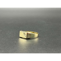 Mens 9ct Yellow Gold Diamond Signet Ring