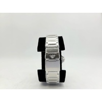 Emporio Armani Mens GMT Watch Blue Dial Red Pepsi Bezel Steel 100M