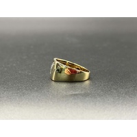 Mens 9ct Yellow Gold Diamond Signet Ring
