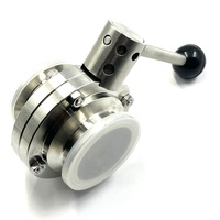 2" Tri Clamp Sanitary Butterfly Valve SS304 Pull Handle 3 Position 64 Gauge