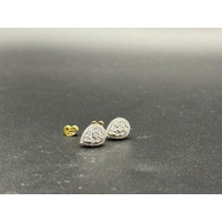 Ladies 9ct Yellow Gold Diamond Cluster Stud Earrings