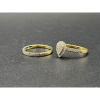Ladies 9ct Yellow Gold Diamond Bridal Ring Set