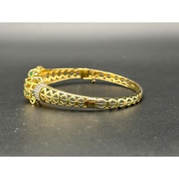 Unisex 18ct Yellow Gold Panther Green Gemstone Bangle