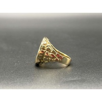 Mens 22ct Yellow Gold Round Sovereign Coin Set In 9ct Ring