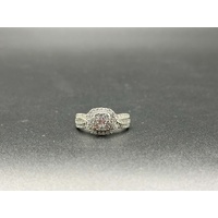 Ladies 10ct White Gold Diamond Cluster Halo Ring