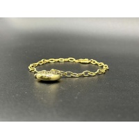 Ladies 18ct Yellow Gold Cable Link Heart Charm Bracelet