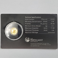 2024 Perth Mint Mini Kangaroo Gold Coin 0.5g 99.99% Pure Gold $2 AUD in Display Card