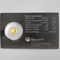 2025 Perth Mint Mini Kangaroo Gold Coin 0.5g 9999 Fine Gold $2 Australia in Card