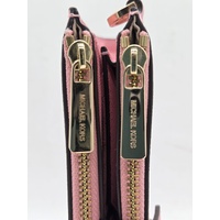 Michael Kors Jet Set Large Pink Leather Double Zip Phone Wallet Wristlet