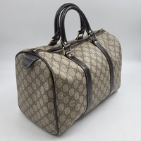 Authentic Gucci GG Supreme Joy Medium Boston Bag Beige Ebony Handbag 