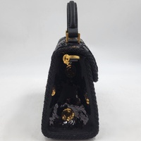 Authentic Valentino Garavani VSLING Mini Black Sequin Top Handle Bag Gold Chain