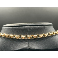 Ladies 9ct Yellow Gold Round Belcher Link Heart Clasp Necklace