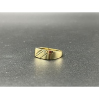 Mens 9ct Yellow Gold Diamond Signet Ring