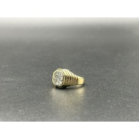 Mens 9ct Yellow Gold Diamond Signet Ring