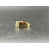 Mens 9ct Yellow Gold Diamond Signet Ring