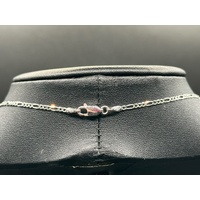 Ladies 18ct White Gold Figaro Chain & Cubic Zirconia Cross Pendant