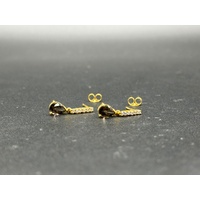 Ladies 9ct Yellow Gold Brown Quartz & CZ Drop Earrings