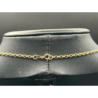 Ladies 9ct Yellow Gold Belcher Link Chain & Double Heart Diamond Pendant