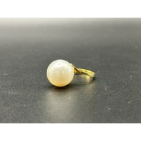 Ladies 14ct Yellow Gold White Pearl Ring
