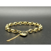 Ladies 9ct Yellow Gold Oval Belcher Link Bracelet