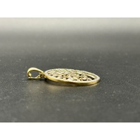 Ladies 9ct Yellow Gold Diamond Tree of Life Round Pendant