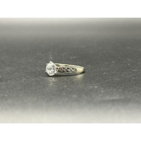 Ladies 14ct White Gold Cubic Zirconia Solitaire Ring