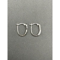 Ladies 9ct White Gold Diamond Oval Hoop Earrings
