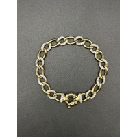 Ladies 9ct Yellow Gold Pavé Link Bracelet