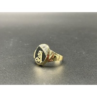 Mens 10ct Yellow Gold Diamond & Black Onyx Initial “A” Ring