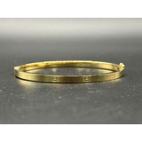 Ladies 18ct Yellow Gold Oval Hinged Bangle