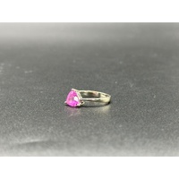 Ladies 18ct White Gold Pink Gemstone Ring