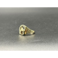 Men’s 9ct Yellow Gold 0.10ct Diamond Horse Head & Horseshoe Ring