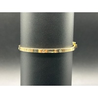 Ladies 18ct Yellow Gold Oval Hinged Bangle Bracelet 