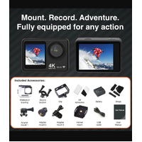 Navig8r Trek 4K UHD Dual Screen Action Camera Black 30m Waterproof
