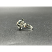 Ladies 18ct White Gold Blue Sapphire & Diamond Ring