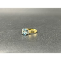 Ladies 18ct Yellow Gold Blue-Coloured Gemstone & Diamond Ring