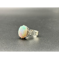 Ladies 18ct White Gold Opal & Diamond Ring