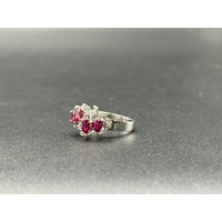Ladies 18ct White Gold Pink Sapphire & Diamond Ring